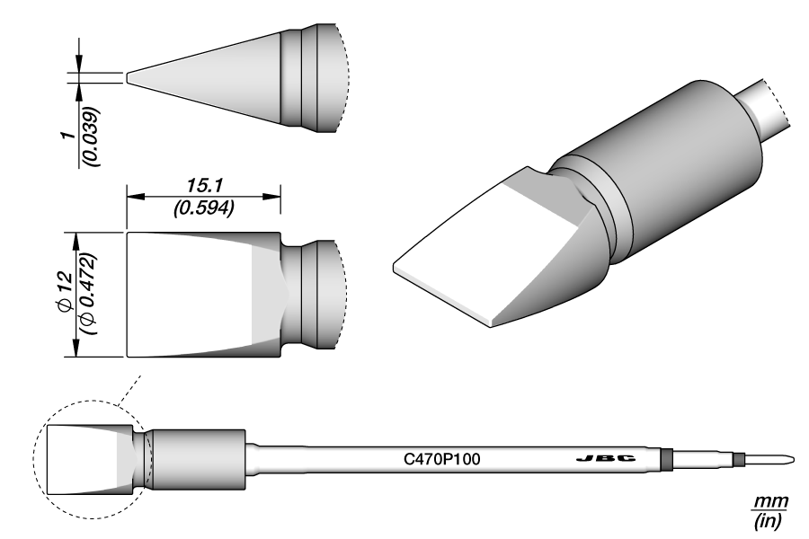 C470P100 - Chisel Cartridge 12 x 1